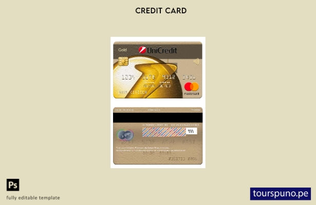 listo para imprimir plantilla de oro mastercard de Rumania UniCredit Bank